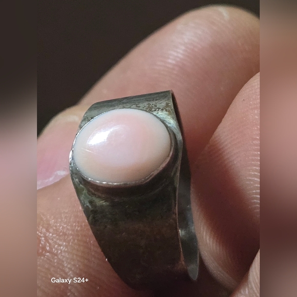 Vintage Sterling Silver 925 and Pink Stone Ring Sz 9 - Picture 2 of 5